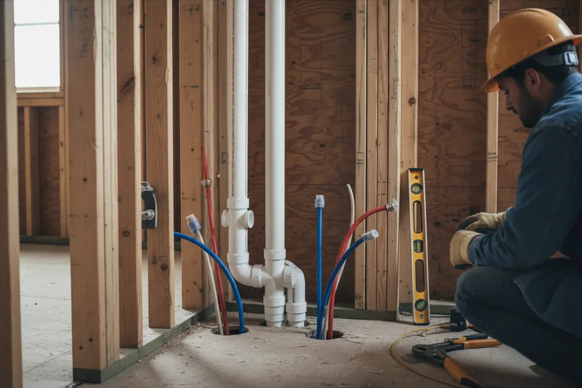 Drain and supply rough-in during Sump Pump Repair in Letha