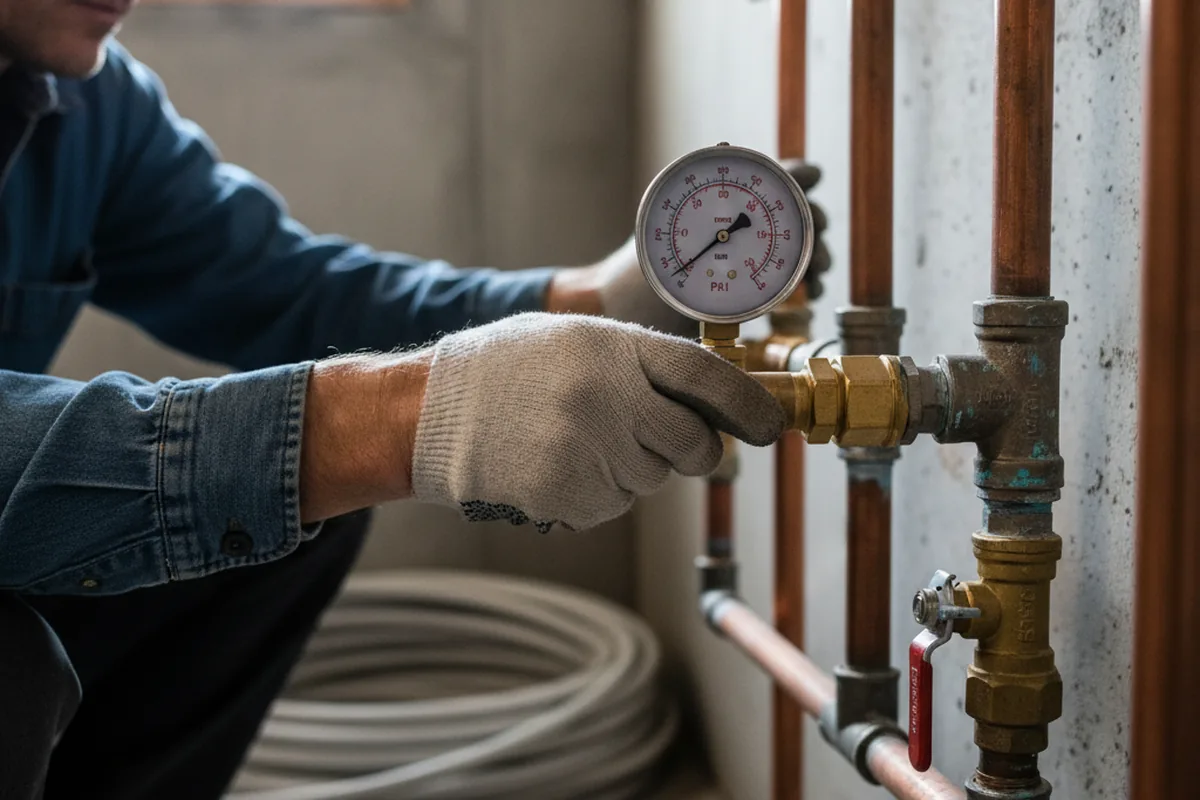 Pressure testing a repaired line during Water Line Repair in Letha